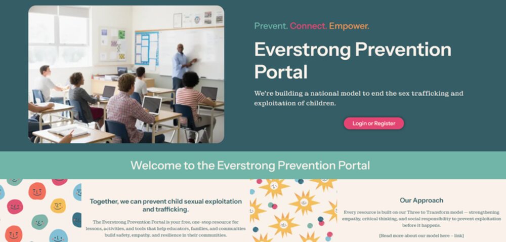 Screenshot of the Everstrong Prevention Portal homepage